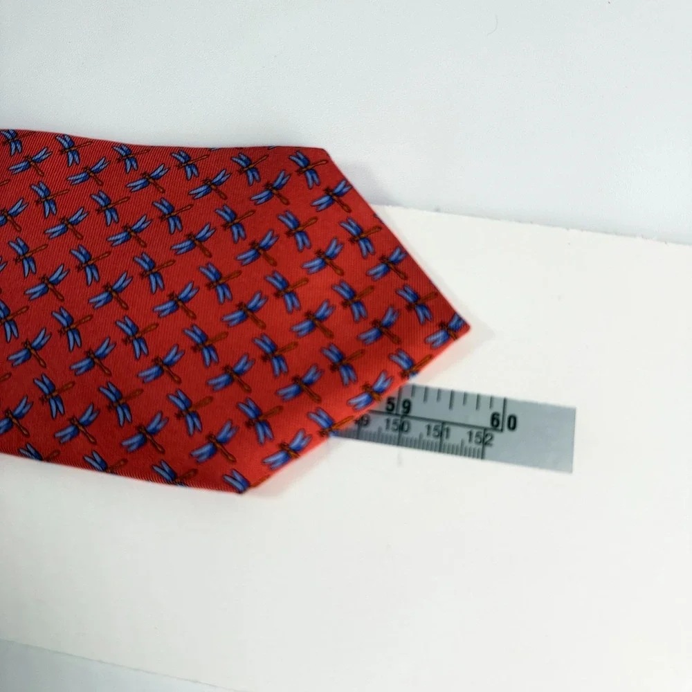 Brooks Brothers Tie Makers Silk Printed In Italy Coral Pink Dragonfly Necktie